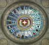 The 22 cantonal coats of arms in the stained glass dome of the Federal Palace of Switzerland (ca. 1900)