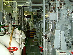 Engine room . Main Engine deck 5000 Kw . cargo vessel