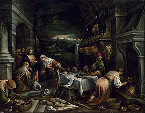 Le Christ dans la maison de Marie, Marthe et Lazare, v. 1577. Huile / toile, 98 × 126 cm. Musée des beaux-arts de Houston