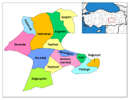 Mapa dos distritos da província de Malátia