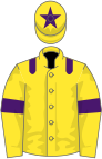 Yellow, purple epaulets, armlets and star on cap