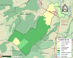 Carte en couleurs présentant l'occupation des sols.