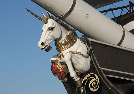 Unicorn figurehead below the bowsprit