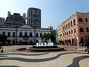 Koloniale architectuur rond het Senadoplein in het Historisch centrum van Macau