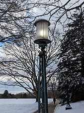 Bronze lantern at Connecticut College.