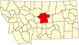 Map of Montana highlighting Fergus County