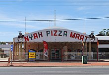 A pizza restaurant in Nyah, Victoria, Australia Nyah Pizza Mart.JPG