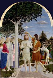 Le Baptême du Christ, Piero della Francesca, le tableau est acheté en 1859 par l'antiquaire Robinson ; il est acquis ensuite par Uzielli qui le vend au musée en 1861