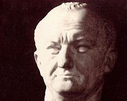 Roman Emperor Vespasian, active in the region of Torquay from 43 to circa 44 AD while in command of the Legio II Augusta Vespasian 01.jpg