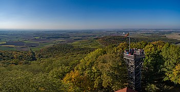 View from the Zabelstein Mountain in the Steigerwald over the Schweinfurt Basin