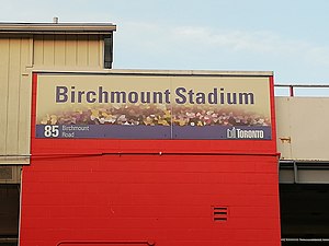 The stadium headboard