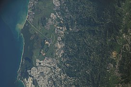 View of the Loíza River in Puerto Rico's northeastern plains from the International Space Station.