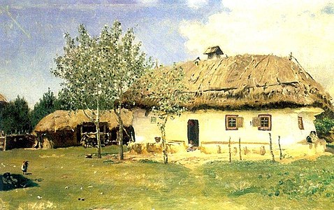 Українська традиційна селянська хата, розписана І. Рєпіним (1880)