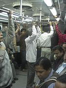 Inside a crowded metro train, 2007