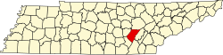 Karte von Bledsoe County innerhalb von Tennessee