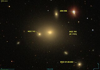 <span class="mw-page-title-main">NGC 741</span> Formerly active radio galaxy in the constellation of Pisces