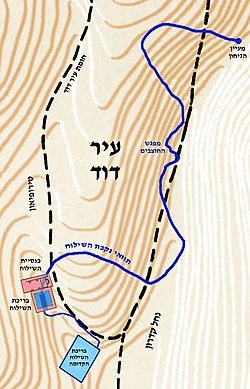 תוואי נקבת השילוח ביחס לעיר דוד