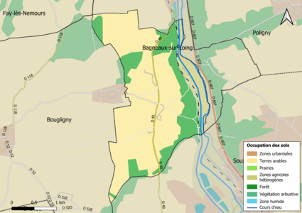 Carte des infrastructures et de l'occupation des sols en 2018 (CLC) de la commune.