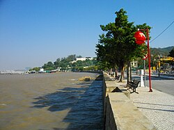 Avenida Cinco de Outubro along the west coast of Coloane