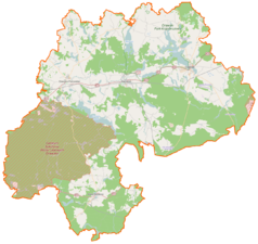 Mapa konturowa powiatu drawskiego, blisko centrum u góry znajduje się punkt z opisem „Bobrowo”