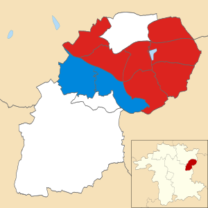 2016 local election results in Redditch Redditch wards 2016.svg