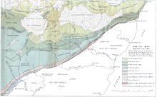 Map published in 1912 by George Barrow showing what became known as the Highland Boundary Fault BarrowHighlandBoundaryFault.png