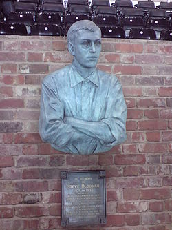 The bust of Steve Bloomer (1874-1938), located adjacent to the home team's dugout Bloomer.JPG