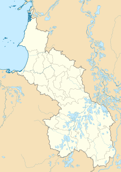 Mapa konturowa Sucre, blisko centrum na lewo znajduje się punkt z opisem „Sincelejo”