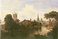 St Alkmund's Church has a spire in this painting by Robert Bradbury. This dates the painting as after 1845 and is in the collection of Derby Museum