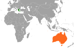 Map indicating locations of Greece and Australia