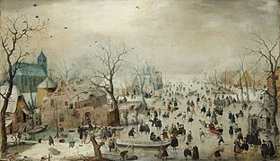 Hendrick Avercamp, "Talvemaastik uisutajatega" (u 1608)