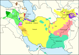 Localização dos Zazas (Zazakis) em relação às outras línguas iranianas