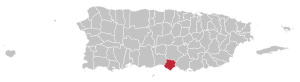 Map of Puerto Rico highlighting Santa Isabel Municipality