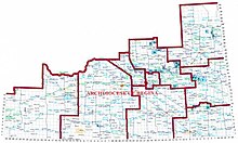 Map of the Roman Catholic Archdiocese of Regina