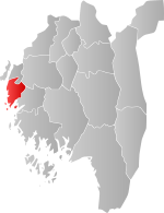 Mapa do condado de Vestfold com Rygge em destaque.