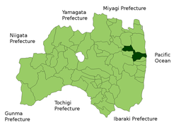 Namies läge i Fukushima prefektur      Städer      Landskommuner