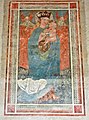 English: Gothic fresco of Madonna and Child at the west wall inside the porch Deutsch: Gotisches Wandbild Madonna und Kind an der Westwand in der Vorhalle