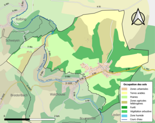 Carte en couleurs présentant l'occupation des sols.