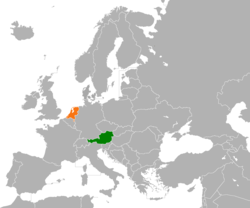 Map indicating locations of Austria and Netherlands