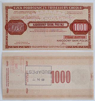 <span class="mw-page-title-main">Traveller's cheque</span> Medium of exchange that can be used in place of hard currency