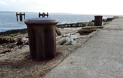 Mooring bollards at Lepe Beach, Hampshire, England, installed in 1944 for the use of craft destined to take part in the D-Day landings