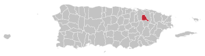 Map of Puerto Rico highlighting Trujillo Alto Municipality