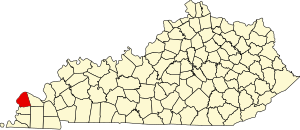 Map of Kentucky highlighting Ballard County