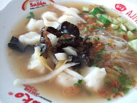 Tekwan is a fish soup of Palembang, Indonesia, prepared with fishcake. Tekwan.JPG