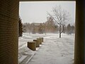 Blowing snow near Odegard Hall