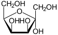 de: Struktur von alpha-D-Tagatofuranose (Haworth-Schreibweise); en: Structure of alpha-D-tagatofuranose (Haworth projection)