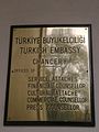 Plaque outside the embassy in English and Turkish