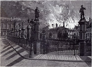 The Palace on fire seen from the Petit Sablon/Kleine Zavel, 22 January 1892