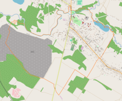 Mapa konturowa Morawicy, u góry nieco na prawo znajduje się punkt z opisem „Kalwaria Świętokrzyska”