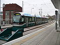 Nottingham Express Transit (NET) tram number 208 at the Station Street stop